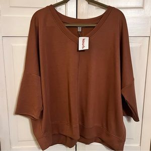 Brown super soft knit top. Cable and Gauge